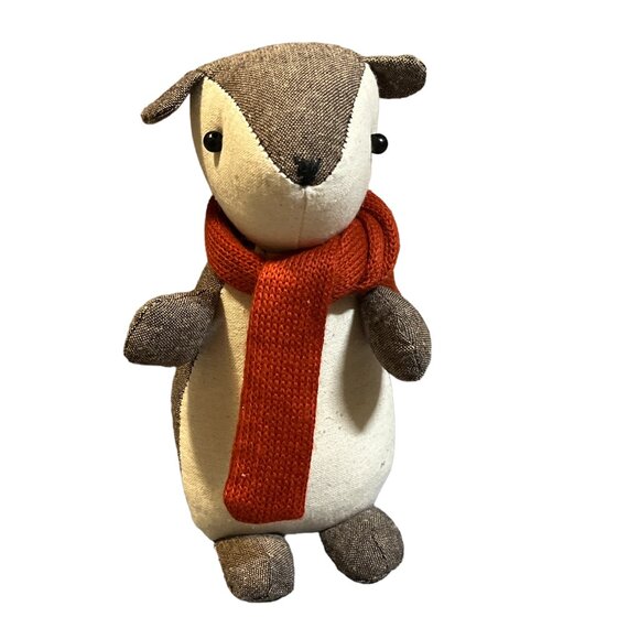 Tweed Plush Squirrel 8 1/2" High Cute Scarf Furry Tail - Picture 4 of 12